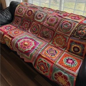 ❌SOLD!! ❌Crochet Afghan - ‘She’s come Undone’ Large Handmade Crochet Blanket >>